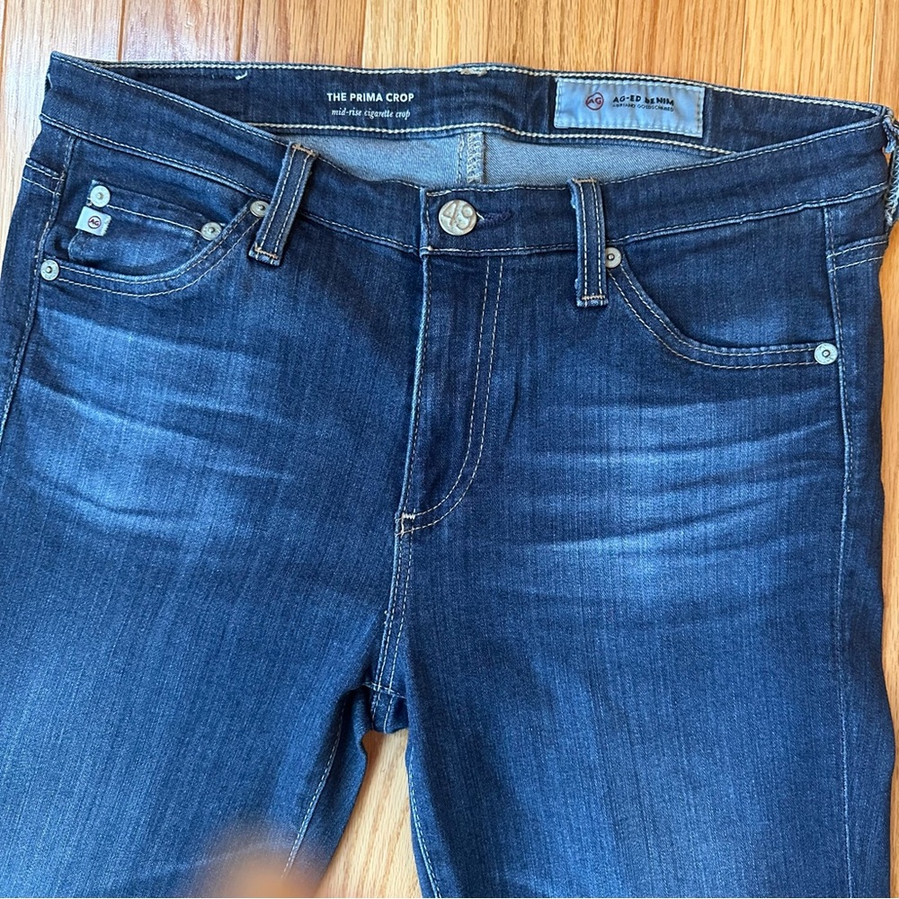 AG Adriano Goldschmied Dark Blue Prima Crop Mid-rise Jeans - Picture 2 of 8